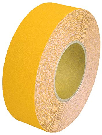 AnTina TAPES® Antirutsch Klebeband Streifen 50mm x 18m, gelb | Rutschfest, für Innen- & Außenbereiche, stark selbstklebend, PVC mit zertifiziertem Antirutschbelag, Sicherheitsband