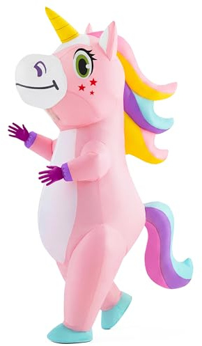 Spooktacular Creations Inflatable Costume Unicorn Full Body Unicorn Air Blow-up Deluxe Halloween Costume - Adult Size (Pink)