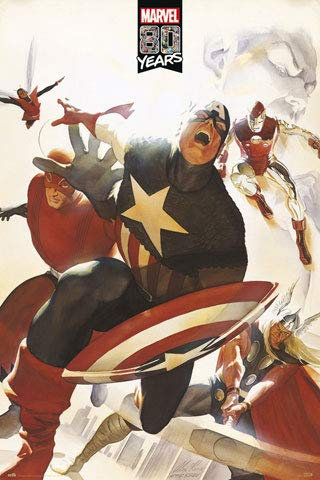 Marvel - Avengers 80 Jahre - Poster - Größe 61x91,5 cm + 2 St Posterleisten Alu 63 cm