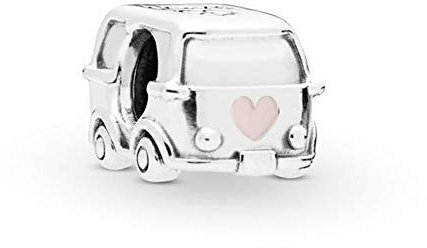 FGT Camper Van Car Charm for Bracelets Necklaces Pendants Pink Heart Love Peace Sterling Silver Daughter Women Girls Wife Family Mum Granddaughter Mothers Day Valentine Birthday