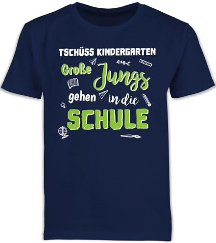 Shirtracer - Kinder T-Shirt Jungen Schulanfang - Junge - Tschüss Kindergarten Große Jungs gehen in die Schule Geschenk Einschulung I Schuleinführung I Schulbeginn I Schuleintritt