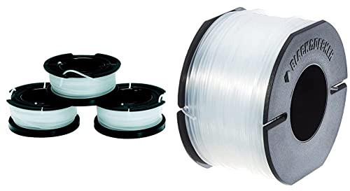 Black + Decker A6485 Thread bobbins (for Trimmers 3-Pack - 3 x 10 m Length, ⌀ 1.5 mm Thread Diameter) & A6171-XJ 50 m Line on Storage Spool