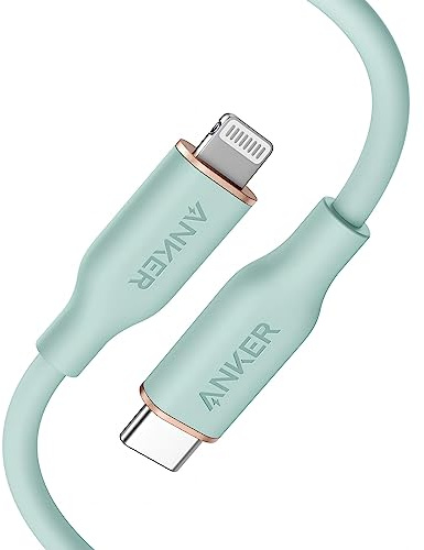 Anker PowerLine III Flow, USB-C auf Lightning Ladekabel PD, kompatibel mit iPhone 13/13 Pro Max/12/11 Pro/X/XS/XR/8 Plus, AirPods Pro, 90cm, MFi-zertifiziert, Silikagel (in Mintgrün)