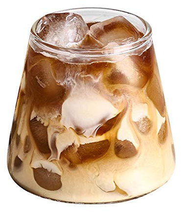IBLUELOVER Novelty Latte Glasses 300ml Heat Resistant Borosilicate Glass Cappuccino Coffee Cup Macchiato Cocktail Appetizer Glasses Stripped Mug for Hot Chocolate Espresso Coffee Ice Cream Tea Juice