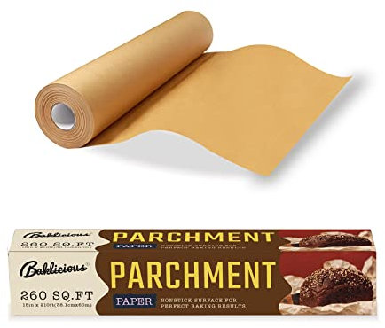 Unbleached Parchment Paper Roll for Baking, 38cm x 65m, 24.5㎡, Non-Stick Baking Paper, Food Grade Cooking Paper for Bread, Cookies, Heat Press, Oven, Air Fry