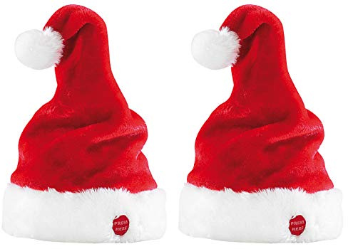 infactory Mütze: 2er-Set Singende und tanzende Nikolausmützen (Nikolausmuetze, X-Mas Mütze, Weihnachten)