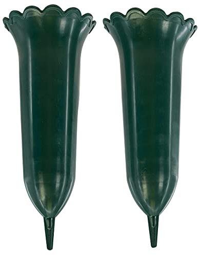 Set of 2 Green Spiked Memorial Grave Flower Vases Cemetery Cone Vase Fresh/Artificial Flower Pot Holder