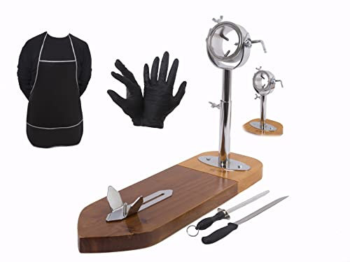 Support à jambon rotatif professionnel en bois et ferrures de première qualité (Marron)