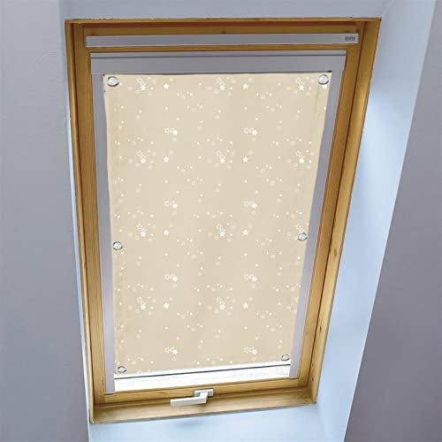 LIVEINU Dachfensterrollo für Dachfenster Verdunkelungsrollo Sonnenschutzrollo UV Schutz Thermo Rollo mit Saugnäpfe Ohne Bohren 100% Blickdicht für Reisen Autos 60x140cm Beige
