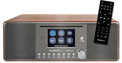 Albrecht DR 895 CD Kompaktanlage Walnuss, DAB+/UKW/CD, Internet-Radio mit Farbdisplay, Stereo Musik, kabelloses Podcast Streaming, USB & App-Steuerung