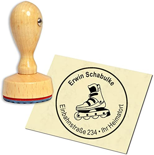 Stempel Adressstempel Holzstempel - Inliner - rund ∅ 40mm personalisiert als Firmenstempel Namensstempel Bürostempel