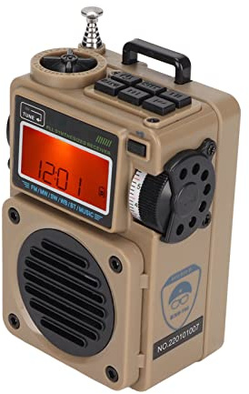 Digital Full Band Timing Radio, FM/AM/SW/WB Worldwide Broadcast Receiver, Portable Music Player Built in TF Card Playback/Alarm Clock/Backlight LCD Display (Khaki)