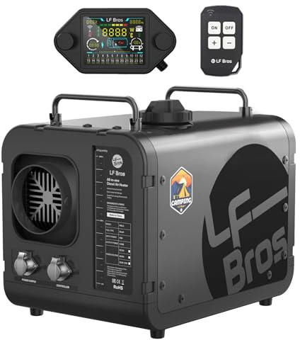 LF Bros Diesel Luftheizung Dieselheizung 5kW 12V/220-240V mit Thermostat | Standheizung Diesel mit Höhenmodus LCD Timer und geräuscharmer Kraftstoffpumpe für Wohnmobil Eisangelzelt Werkstatt Garage