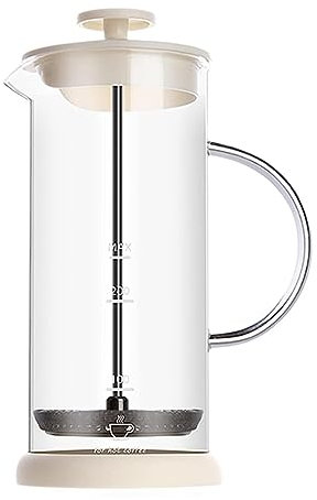 MOBAAK Montalatte Montalatte Portatile in Vetro, in Acciaio Inox, con Montalatte Manuale, con Setaccio A Maglie Fini Cappuccinatore