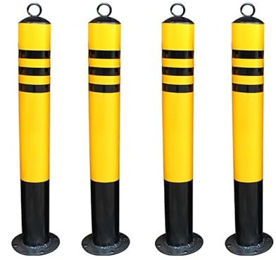 cônes de signalisation cone de chantier Barrière de stationnement de poteau de borne de sécurité, paquet de 2/4 de pile de route extérieure jaune, poteau de barrière en acier avec anneau et vis for l'