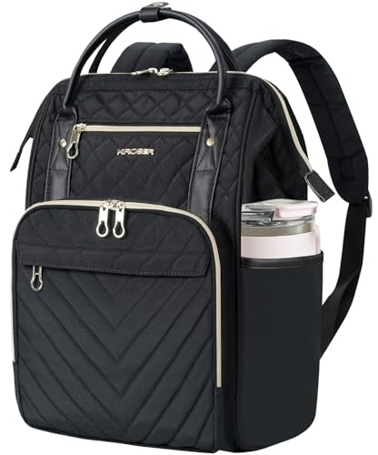 KROSER Laptop Backpack 17 Stylish Backpack Water Repellent College Casual Daypack Travel Business Work Bag for Men/Women-Quilted