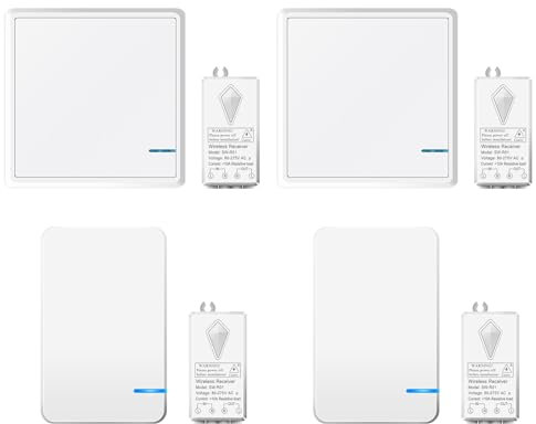 NineLeaf Kit récepteur d'interrupteur sans fil, interrupteur sans fil, Interrupteur d'éclairage intelligent, pour lampe murale, lampe de plafond, ampoule LED,2Interrupteurs mini 2carrés 4Kit récepteur