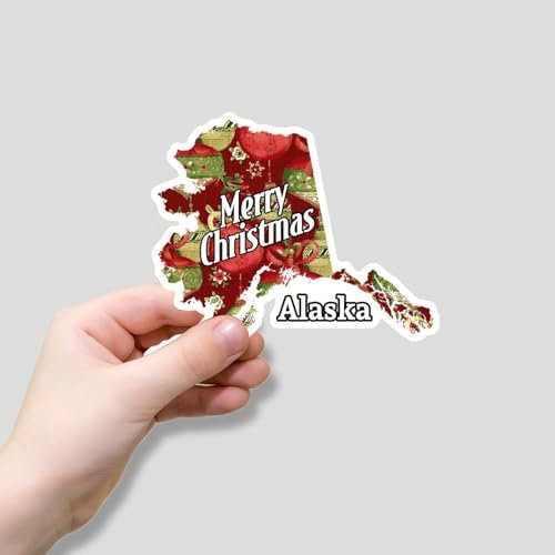 Zyadsinoudor Alaska State Aufkleber, 50 Stück, Stadt-Souvenir-Aufkleber, warme Weihnachten, wasserdichte Wasserflaschen-Aufkleber für Tumbler, Wasserflasche, Tasse, Autofenster, Laptop, 7,6 cm