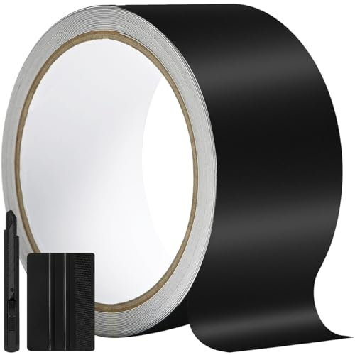 GRTHTATI 5cm x 900cm Pellicola Adesiva per Auto Nera Opaco Wrapping Pellicola per Eliminare Le Parti Cromate da Auto, Moto e Bici, Chrome Delete (Nero Opaco, 5cm x 900cm)