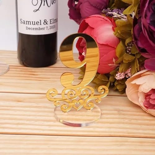 Table Number Holders Number 1-10/1-20 Table Numbers with Round Holder Base For Restaurant Wedding Bridal Shower Party Decoration for Wedding Party Graduation ( Color : Number 1-20 Gold , Size : 15cm h