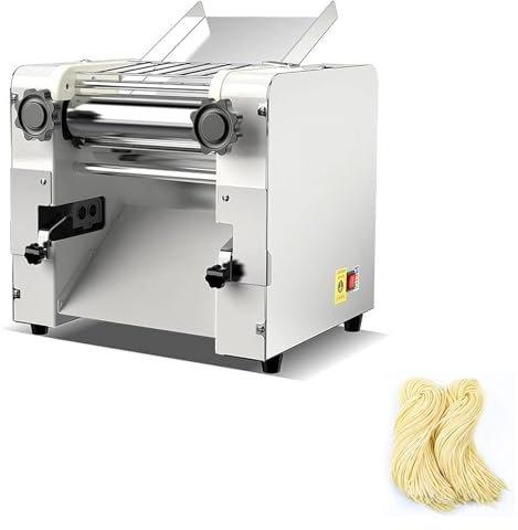 Commercial Electric Pasta Maker Machine,Professional Dumpling/Noodle Maker with Round Noodle Knife Set,Stainless Steel Electric Pizza Dough Roller Automatic Noodles Cutter for Spaghetti, Fettuccine