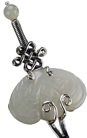 Haarstab, Haarnadel, Vintage-Haarnadel-Haarstab, 925er Silber, chinesischer Haarstab for Frauen, langes Haar, Wunsch-Natur, weiße Jade-Knotenwickel, Retro-Haar-Essstäbchen, Haarstäbchen, Haar-Accessoi