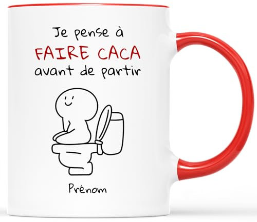 𝗖𝗔𝗗𝗘𝗔𝗨 𝗣𝗟𝗨𝗦 Mug Personnalisé Prénom - Pense à Faire Caca Avant de Partir - Tasse a cafe Humour, Mug Drole, Tasse Humoristique, Mug Drole Homme, Mug Humour Femme