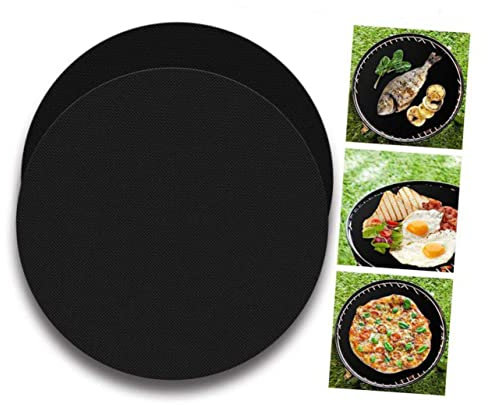 CIYODO 2pcs Reusable Round Nonstick Bbq Mat Grill Mat for Camping Outdoor Backyard Barbecue Floor Protector Cooking