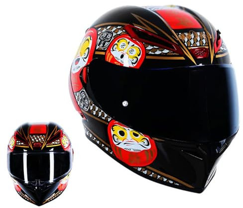 YPDOPORA Integralhelm Für Motorradfahrer Für Herren Und Damen, Motorradhelm, Offener Rennhelm, Jethelm, Geeignet Für Motorräder, DOT-Geprüft,Rot,XL61~62CM