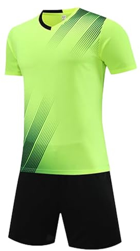 Barn pojkar fotbollskit barn fotboll Jersery set gym shorts och t-shirt set sportkläder för barn ålder 5-13 år, grön 02, 9-10 Years