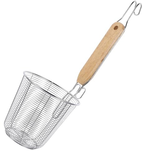 PRETYZOOM Edelstahl Nudelsieb Korb 13.70 Zoll Hitzebeständiger Griff Nudelkorb Für Hotpot Ramen Küchenabflusskorb Feines Lebensmittelsieb Für Spaghetti Kochen