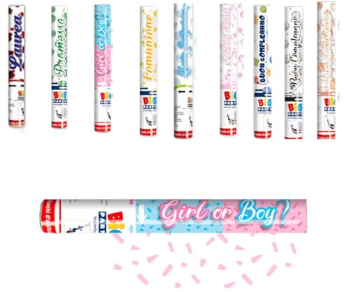 Cannoni Spara Coriandoli per Eventi, Battesimo, Matrimonio, Promessa, Laurea, Nascita (Gender Reveal rosa)