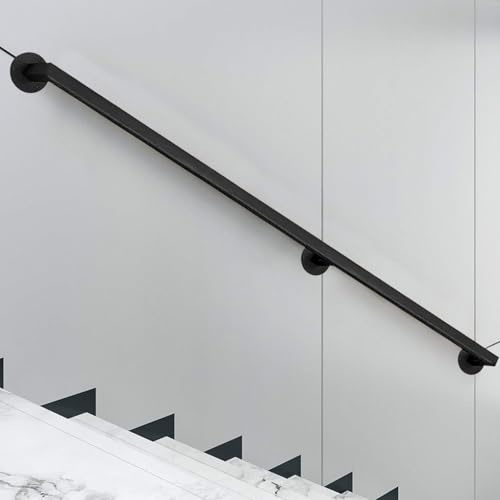 Corrimano in ferro battuto nero in ferro battuto antiscivolo montato a parete, ringhiera di sicurezza per scale loft veranda set completo (30 cm 609 cm)