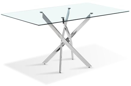 Designetsamaison Table à Manger rectangulaire 160cm Design en Verre - Astra