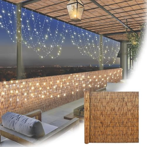 BZCKBZ Natürlicher Schilfzaun, Sichtschutz Für Den Garten, Sichtschutzzaun, Schilfrohrmatte 20 90 130 cm Hoch Handgewebt, Sonnenschutz, Atmungsaktiver(60x600cm(2.0x19.7FT))