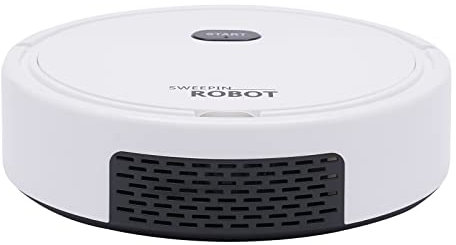 Aspirapolvere Robot 3 in 1 con Aspirazione 500Pa, Design Ultra Sottile 5.5cm per Pavimenti Duri/Tappeti/Peli di Animali, Funzione Anticaduta, Bianco Moderno per Casa/Ufficio