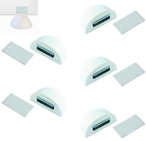 Fermaporta magnetico - Fermaporte da terra 5 pezzi - Fermoporta da pavimento adesivi - Blocca porta da pavimento bianco - Paracolpi porta