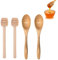 JEYORZY Lot de 4 Cuillères à Miel, Cuillères à Miel, Cuillères à Miel en bois, Cuillère à Miel en bois de 14 cm, Distributeur de Miel et de Sirop, Bâtonnets Mélangeurs en Spirale de Miel pour Mélange