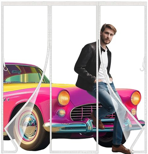 Moustiquaire Porte 220x200cm Fenetre Aimantée Magnetique, Rideaux Anti Mouches pour Porte, Rideaux Toile Insect Ecran,Moustiquaire Baie Vitree Coulissante,Magnétique Moustique Sans Perçage Blanc