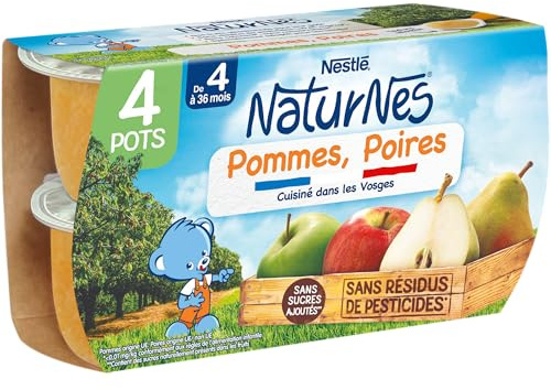 Nestlé Naturnes BIO Purée de Fruits Bébé Pomme Poire - Dès 4/6mois - 4x130g (Lot de 6)