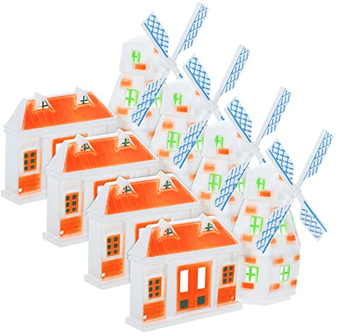 BESTonZON 4pcs Mini Windmill House Model Plastic Tiny Windmill House Miniature Decorations for Garden Decor Landscape Mini