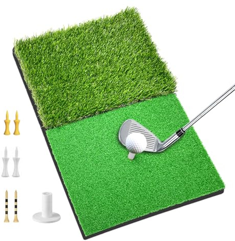 Golf Hitting Practice Foldable Mat Two Lawn Set 24x16''(60x40cm) Protable with Tee Indoor Outdoor