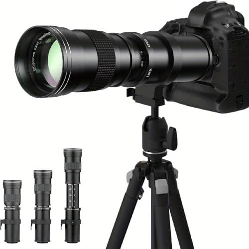 Generisch Teleobjektiv 420-800mm f/8.3-16, Manueller Fokus, 67mm Filter, mit Adapterringen für EF/F/E-Mount (Black, E)