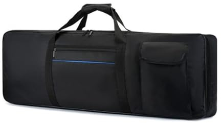 Oshhni Keyboardtasche mit 61 Tasten, Aufbewahrungstaschen, Tragetasche für Klaviertastaturen aus Oxford-Gewebe, Koffer für E-Pianos zum Tragen auf, mit Blauem Streifen