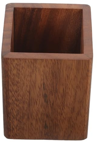 OATIPHO Pot à Pinceaux de Maquillage pour Bureau ou Table de Maquillage Organiseur Compact et Élagnant en Bois Marron Support Pratique pour Pinceaux et Crayons