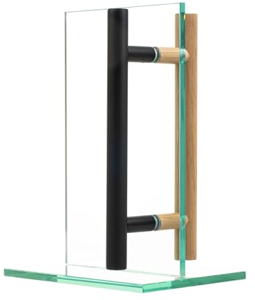 MLS Tirador de Puerta de Sauna y Spa, Aluminio y Madera, 350 mm, Negro | Par de Manillas para Puertas Interiores de Cristal y Madera, Agradable al Tacto, 150 mm entre Orificios