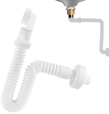 tulahkomen Tubo di scarico flessibile, resistente agli odori, sifone salvaspazio per lavabo, cucina, lavanderia, giardino, marina, doccia