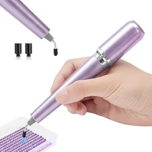 Elektrischer Diamond Painting Stift – Langlebiges Vakuumdesign, Ohne Wachs, Kabellos & Wiederaufladbar, 135° Ergonomische Spitze, Diamantmalerei Zubehör für Erwachsene