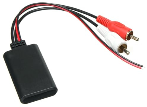 ZEZEFUFU Adaptateur de câble Bluetooth sans fil pour voiture avec 2 entrées RCA audio auxiliaire