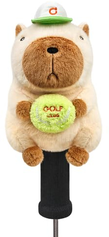 RLOMUTE Copritesta per mazze da golf a forma di animali, morbido, antipolvere, portatile, per driver/fairway/ibrido (1.F.H), regalo divertente per uomini, donne, bambini, golfisti, capibara che
